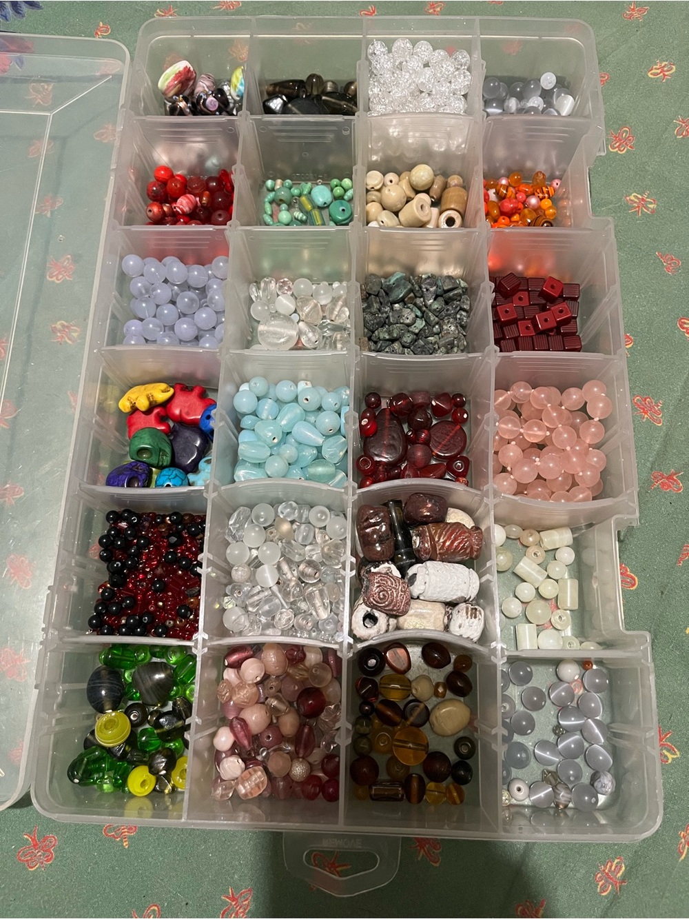 Clear Plastic Compartment Organizer Box - Multi-Color Bead Storage